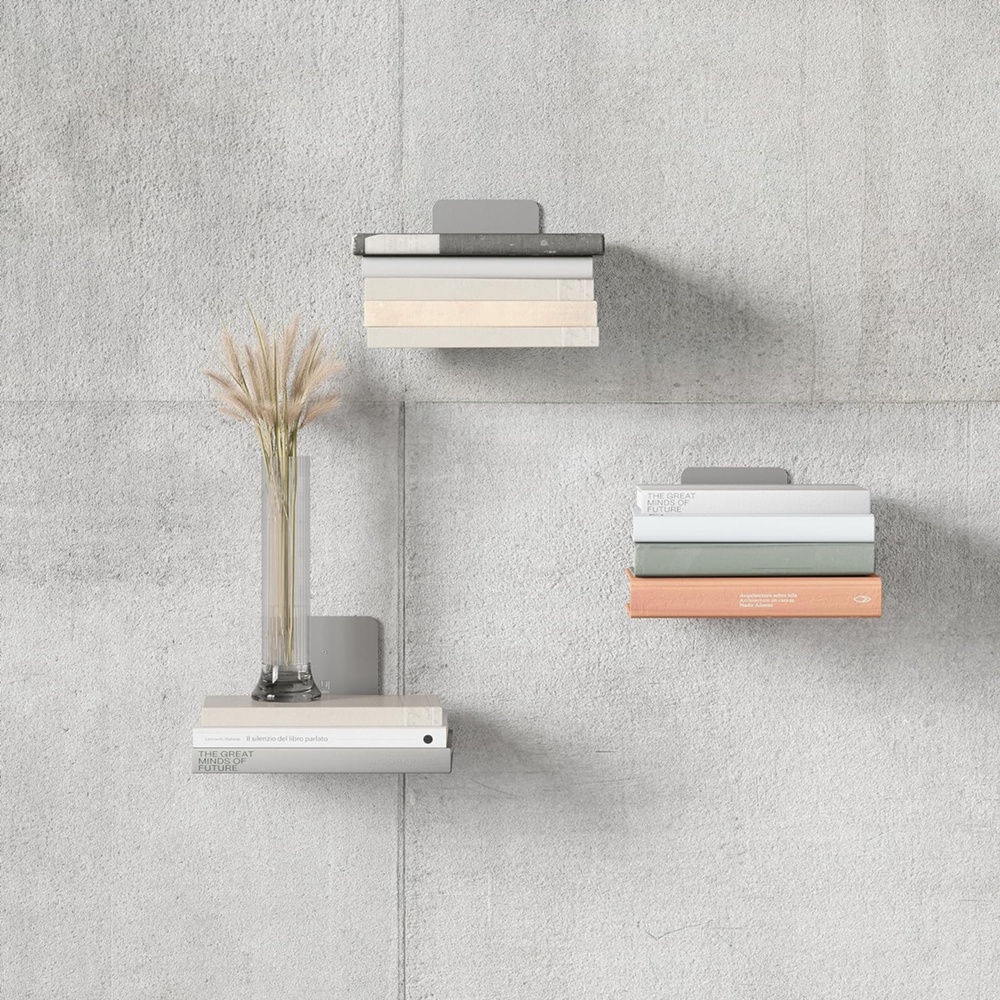 Invisible Book shelves, Set of 3, UMBRA CONCEAL LARGE, Silver