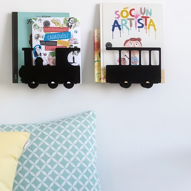 Shelves in metal, TRAIN BOOK SHELF, Black