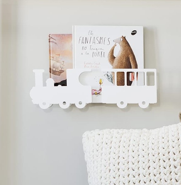 Shelves in metal, TRAIN BOOK SHELF, White