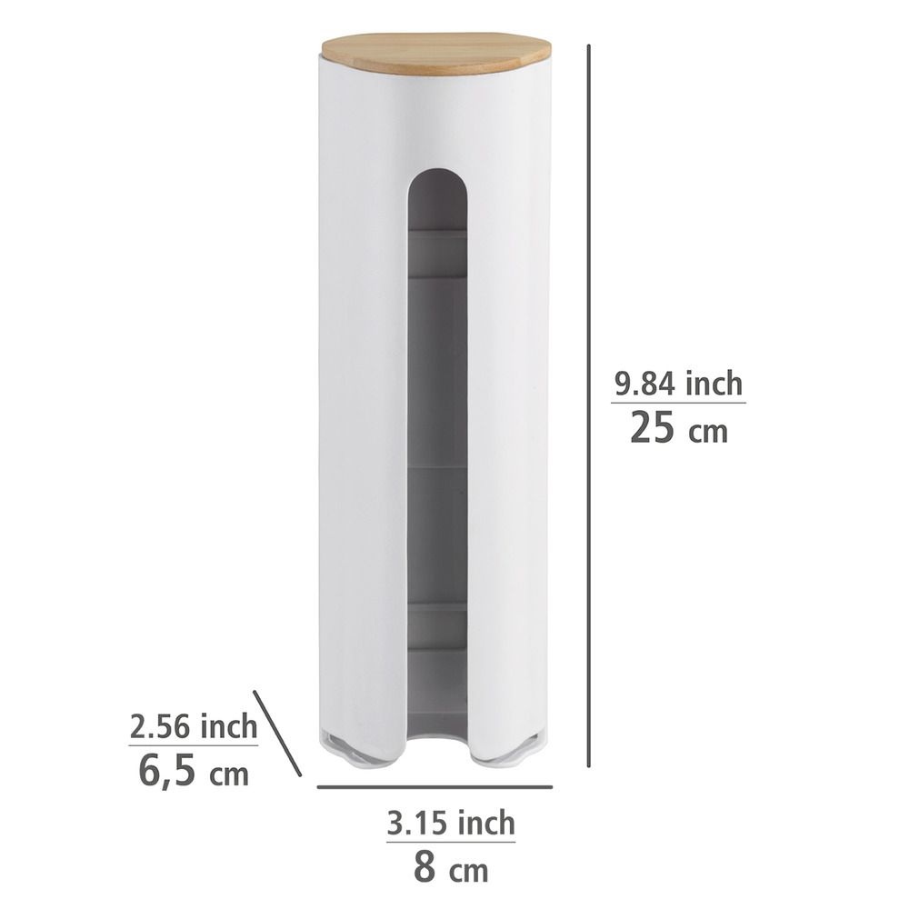 Holder for cotton pads, LARESA MAKE UP, Ø8 x H25 cm, White / beige