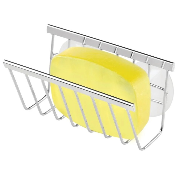 Sink caddy with suction cups, METAL SPONGE AND SOAP HOLDER, Silver