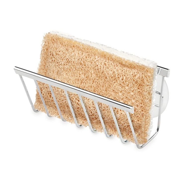 Sink caddy with suction cups, METAL SPONGE AND SOAP HOLDER, Silver