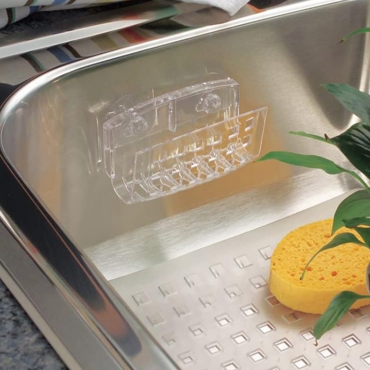 Sink caddy with suction cups, SINKWORKS SPONGE HOLDER, Clear