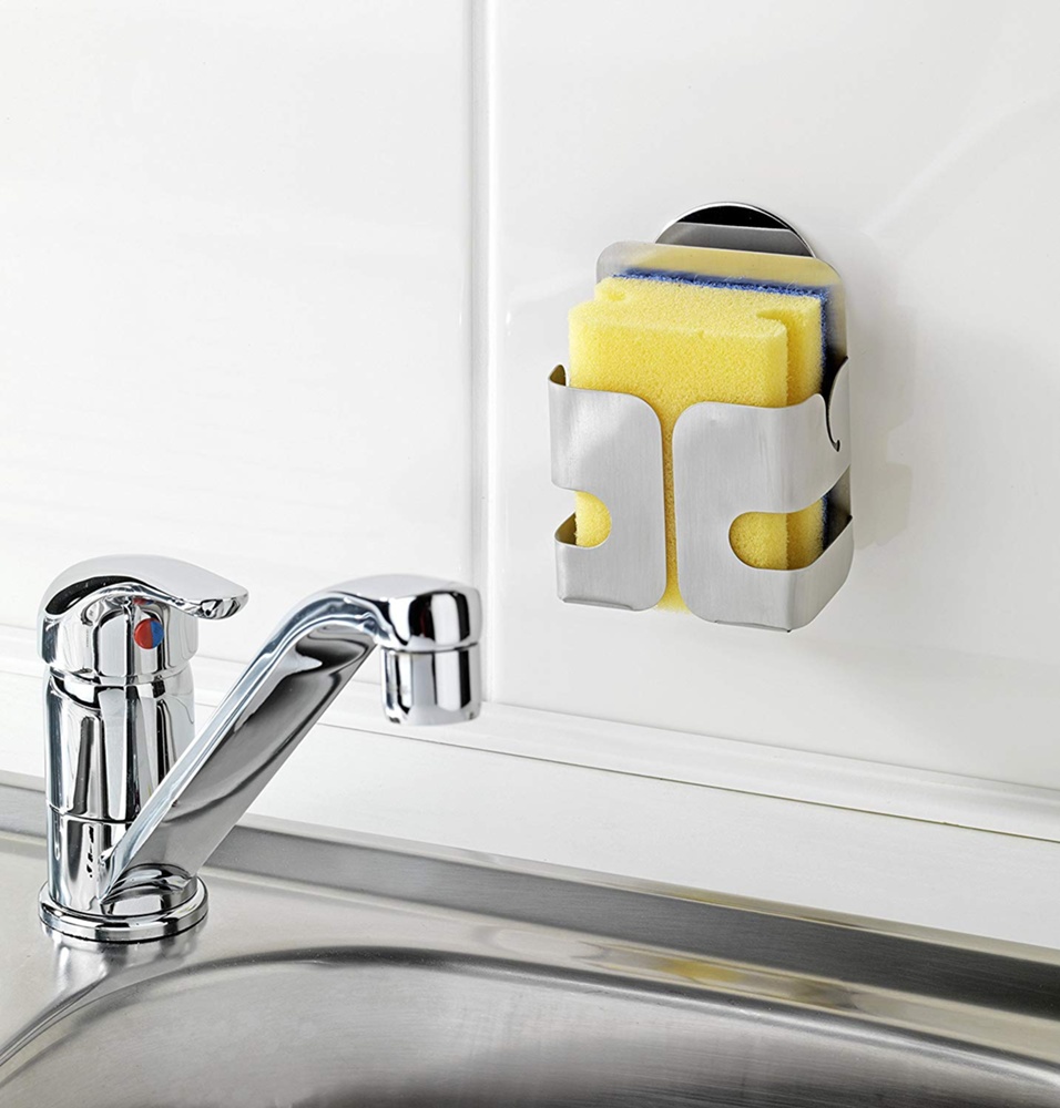 Holder for dish sponge, suction cup, TURBO-LOC, Silver