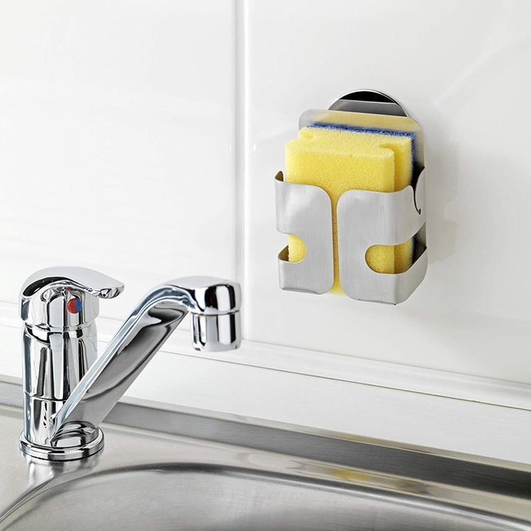 Holder for dish sponge, suction cup, TURBO-LOC, Silver