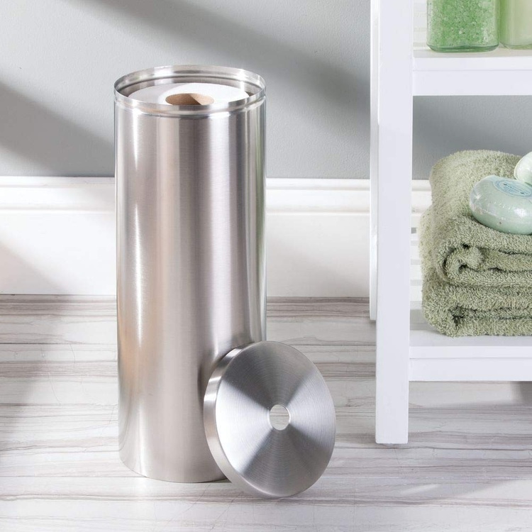 Toilet paper reserve canister, FORMA, Ø 13,5 x H 35 cm, Stainless Steel