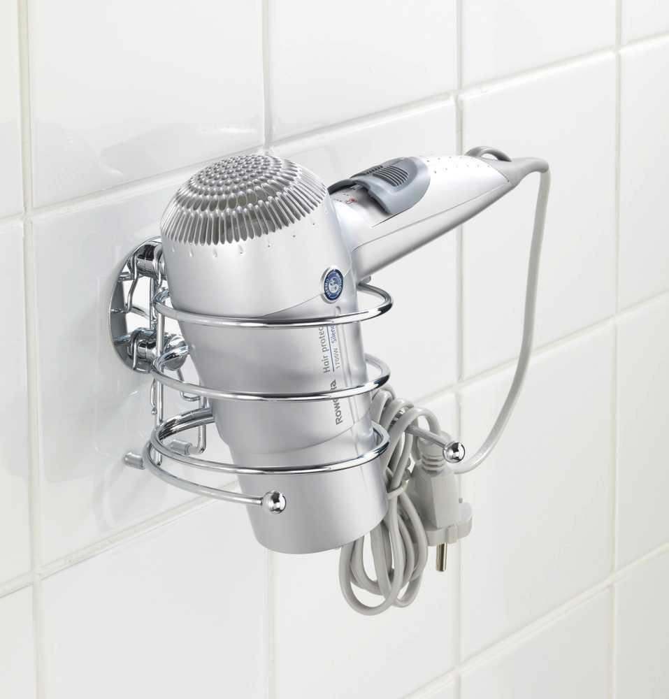 Holder for Hairdryer, Adhesive, TURBO-LOC, Silver