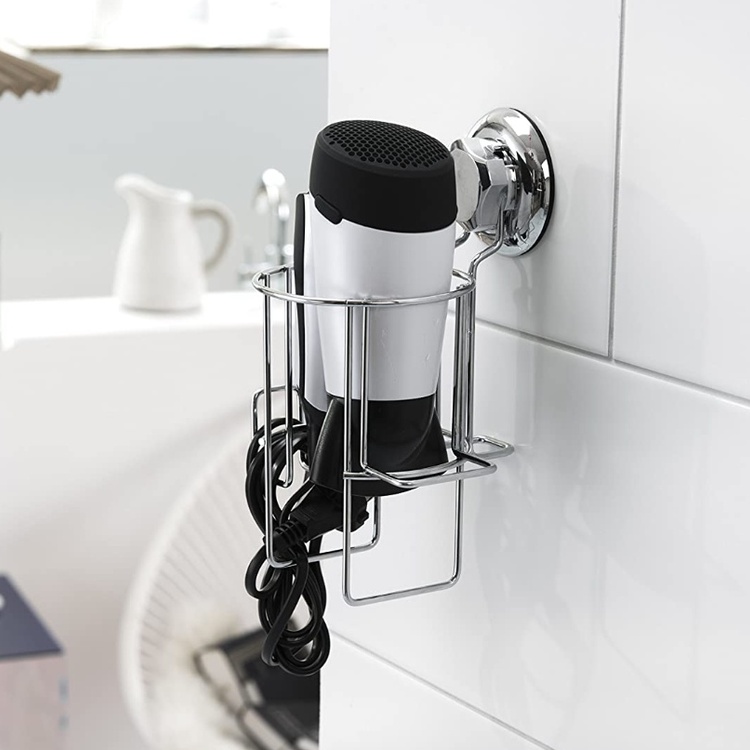 Holder for Hairdryer, Suction Cup Mounting, BESTLOCK, Silver