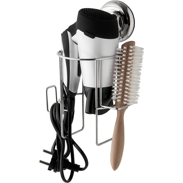 Holder for Hairdryer, Suction Cup Mounting, BESTLOCK, Silver