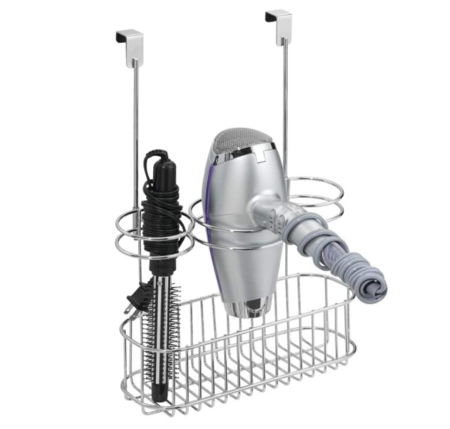 Holder for Hairdryers, Over Cabinet Door, HAIR CARE STATION, Silver