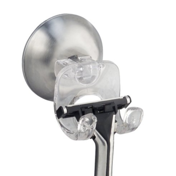 Holder for razor with suction cups, FORMA, Silver / Clear