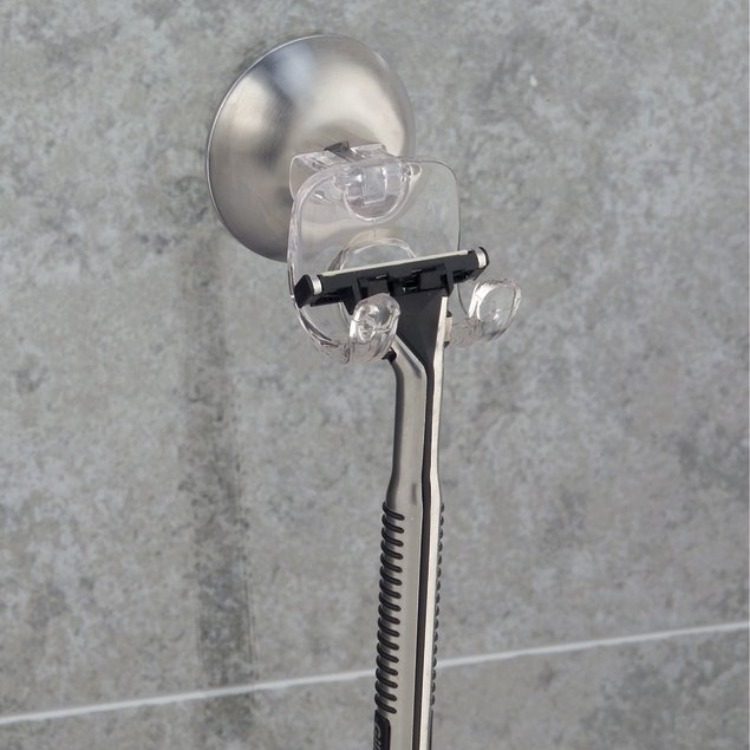 Holder for razor with suction cups, FORMA, Silver / Clear