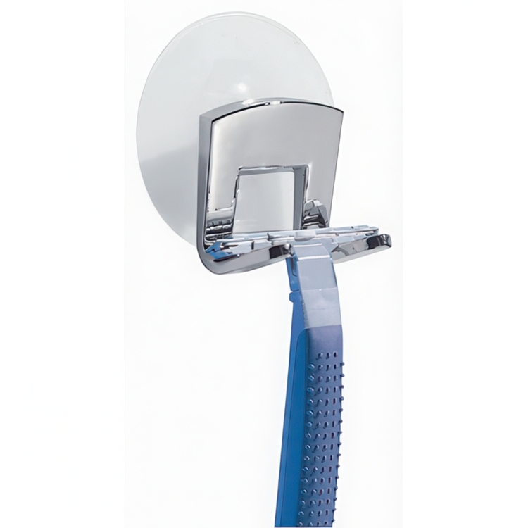 Holder for razor with suction cups, RAZOR HOLDER, Chrome