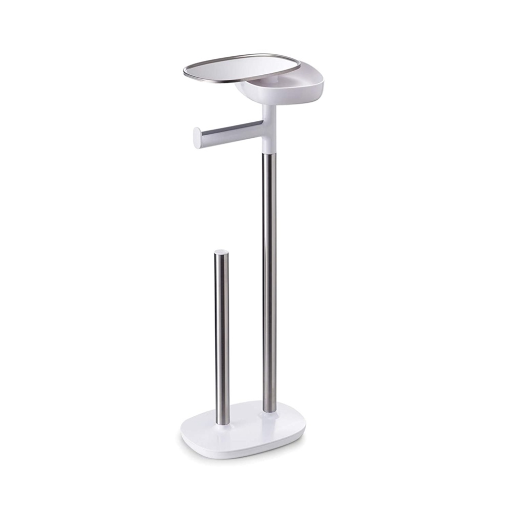 Toilet paper holder with shelf, EASY STORE, H 68 cm, Joseph Joseph, White / Silver