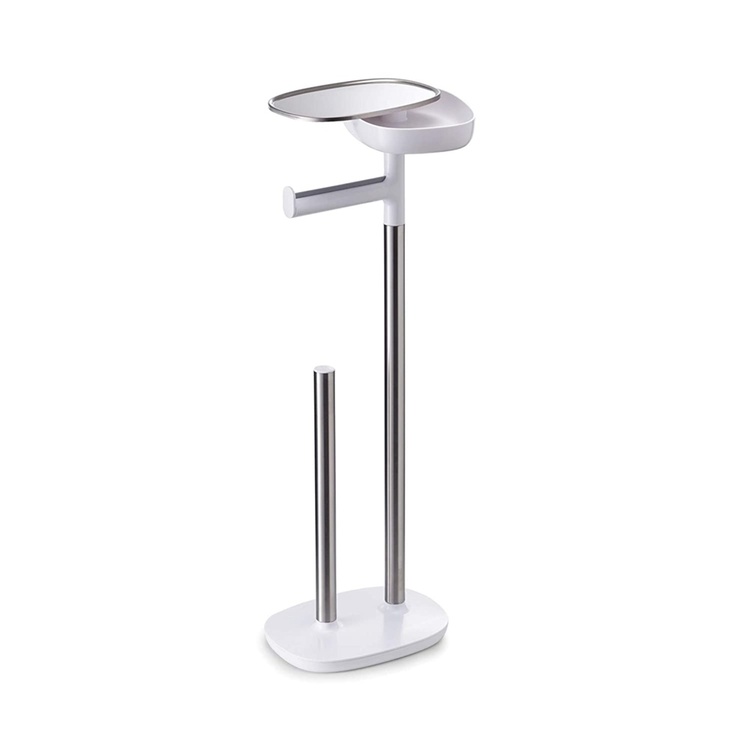 Toilet paper holder with shelf, EASY STORE, H 68 cm, Joseph Joseph, White / Silver