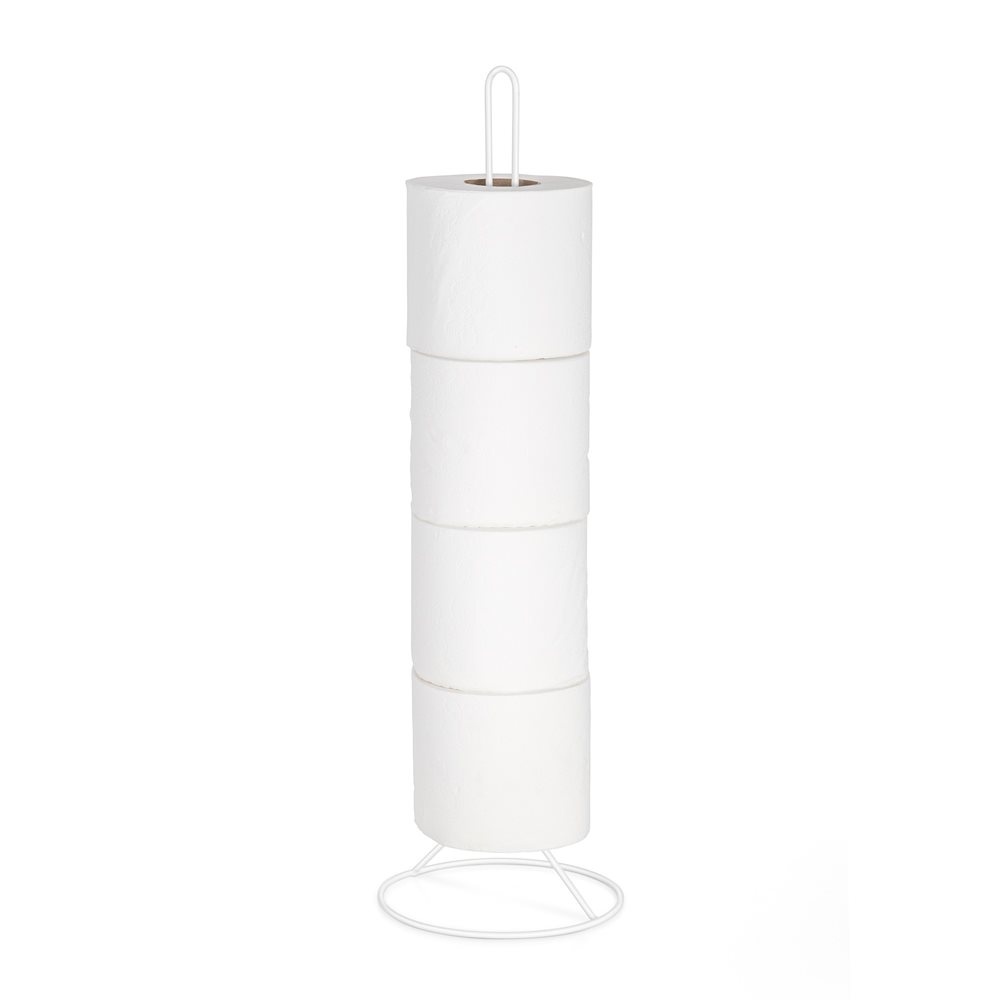 Holder for toilet paper, Metal, ROLLOS, Ø 15 x H 50 cm, White