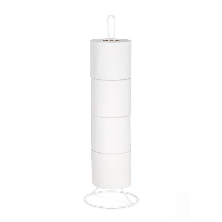 Holder for toilet paper, Metal, ROLLOS, Ø 15 x H 50 cm, White