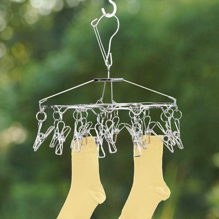 Hanging laundry drying rack, WÄSCHE-RONDELL, Ø 27 x H 26 cm, Stainless Steel
