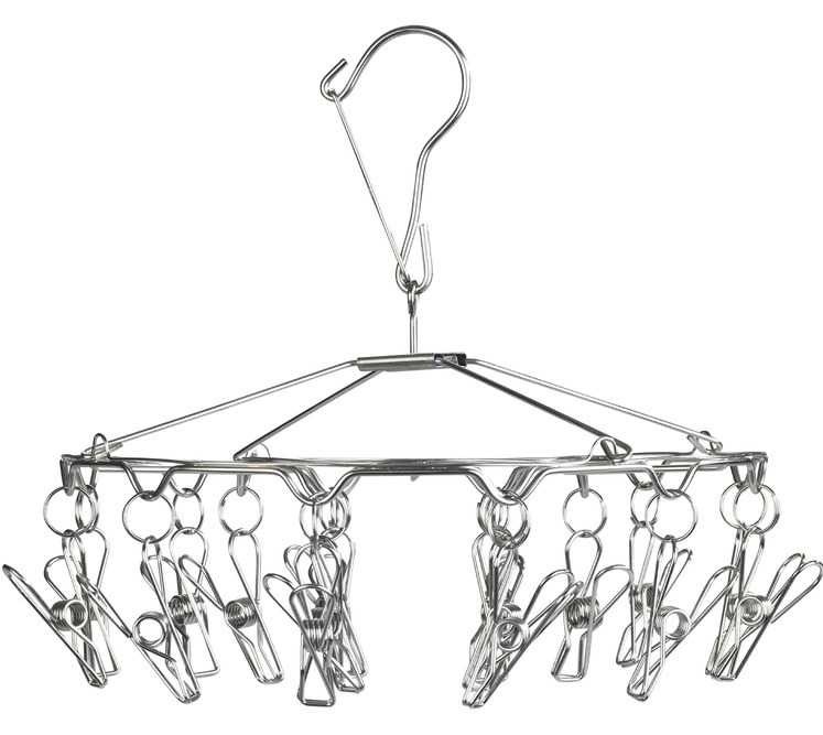 Hanging laundry drying rack, WÄSCHE-RONDELL, Ø 27 x H 26 cm, Stainless Steel
