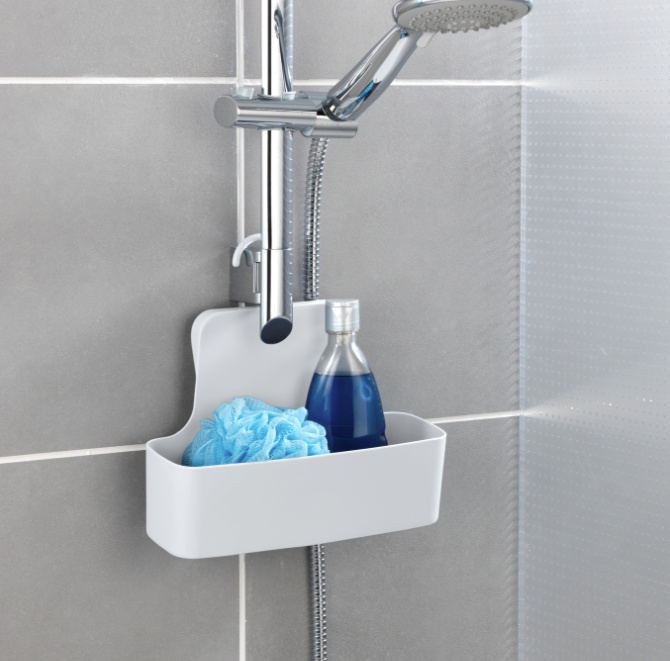 Hanging bathroom basket, BARCELONA, 26 x 9 x H 24 cm, White