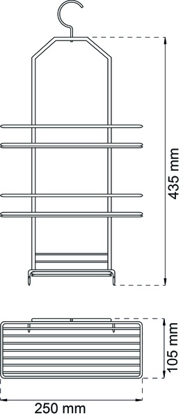Hanging bathroom shelf, HABO LAELIA, 25 x 10 x H 43,5 cm, Black