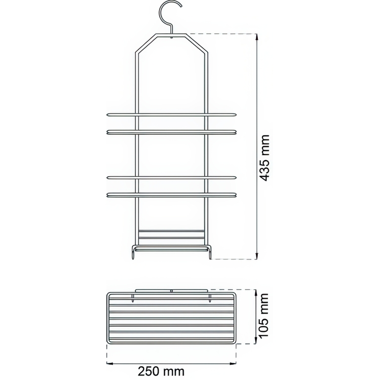 Hanging bathroom shelf, HABO LAELIA, 25 x 10 x H 43,5 cm, Black