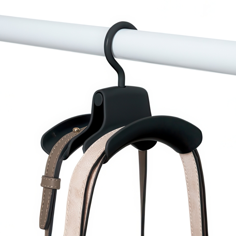 Hanging storage for bags with hanger, Set of 3, HANDTASCHENHALTER, Black