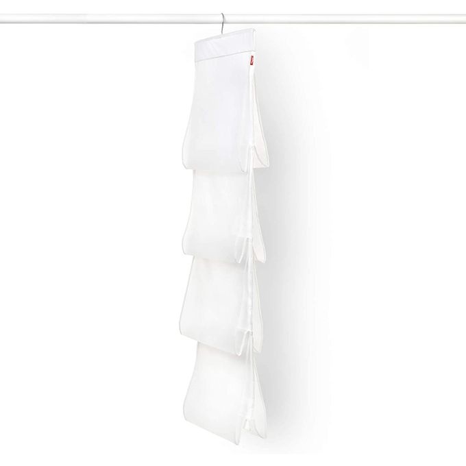 Hanging storage for bags, 8 compartments, MILKY WHITE, 33 x H 122 cm, Transparent 