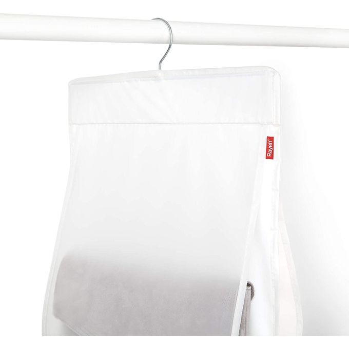Hanging storage for bags, 8 compartments, MILKY WHITE, 33 x H 122 cm, Transparent 
