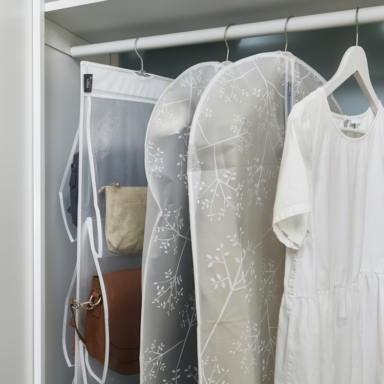 Hanging storage for bags, 8 compartments, PORTA BORSE, 33 x H 120 cm, Clear