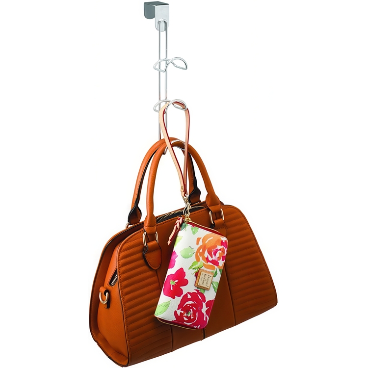 Hanging storage for bags, Over door, CLASSICO HANDBAG HOLDER, 5 x H 27 cm, Silver