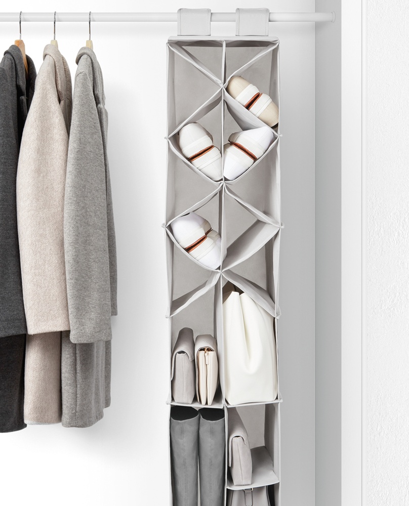 Hanging storage for shoes and bags, PREMIUM COLGDOR PARA ZAPATOS, 30 x 30 x H 142,5 cm, Light Grey 