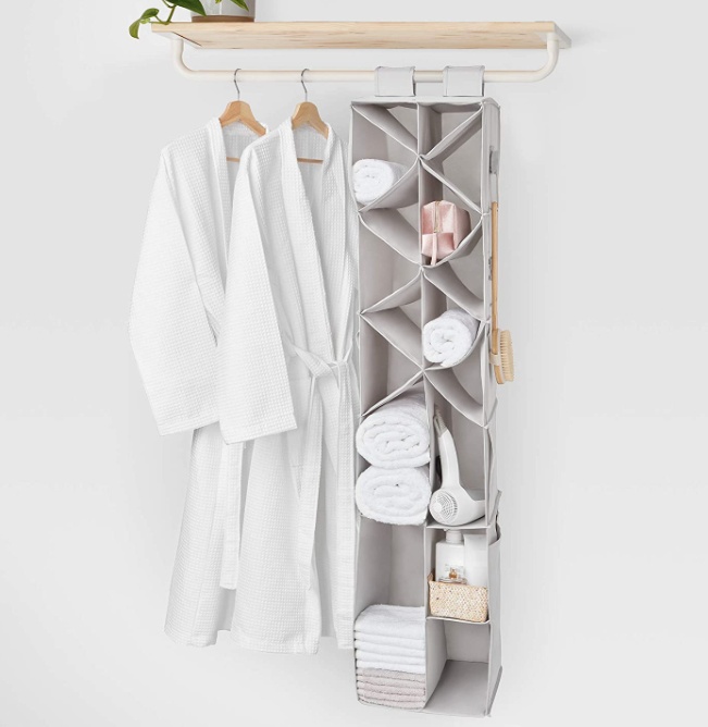 Hanging storage for shoes and bags, PREMIUM COLGDOR PARA ZAPATOS, 30 x 30 x H 142,5 cm, Light Grey 