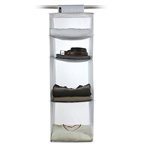 Hanging wardrobe with 4 shelves, DOMO LIVING, 33 x 33 x H103 cm, White