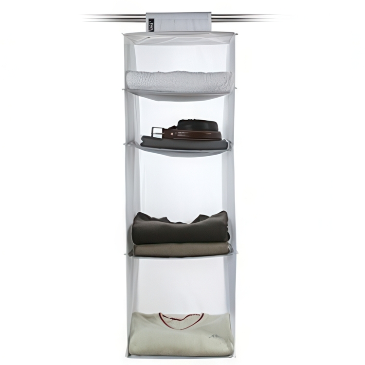 Hanging wardrobe with 4 shelves, DOMO LIVING, 33 x 33 x H103 cm, White