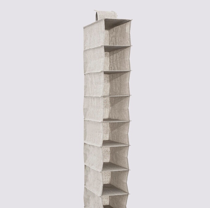 Hanging wardrobe, 10-section, ORGA SHOE ORGANISER, 15 x 30 x H 120 cm, Beige-grey