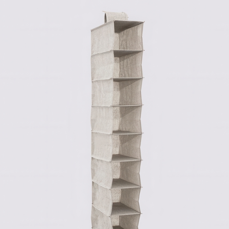 Hanging wardrobe, 10-section, ORGA SHOE ORGANISER, 15 x 30 x H 120 cm, Beige-grey