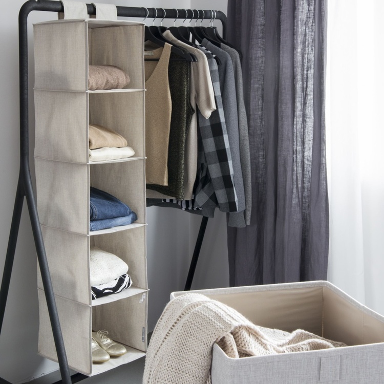 Shelves, 5 compartments, BIGSO HANGIN CLOSET, 30 x 30 x H133,5 cm, Beige