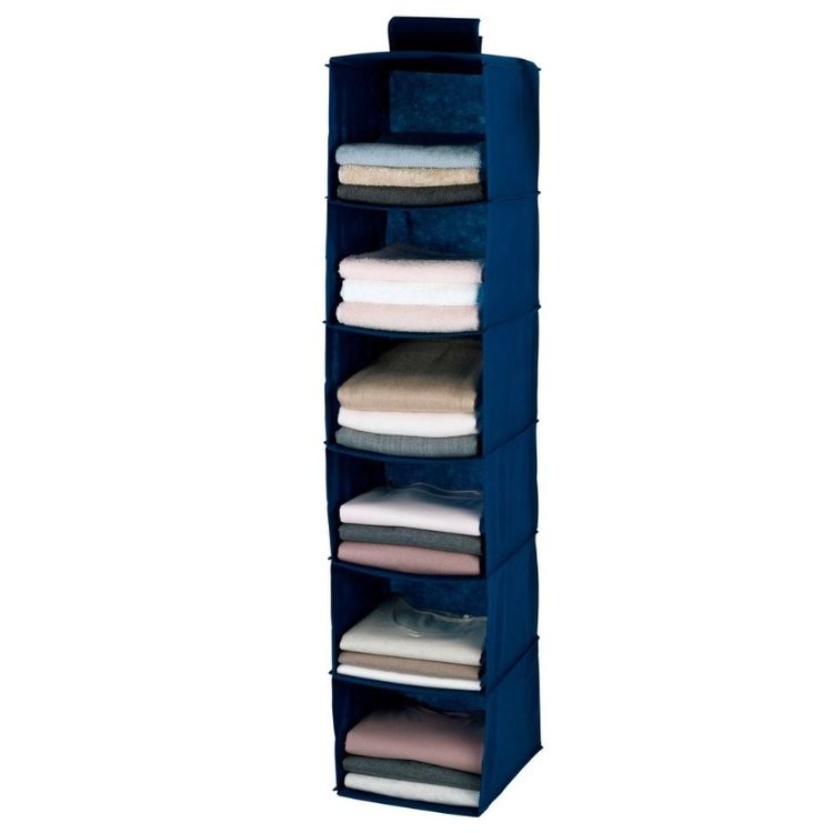 Hanging wardrobe, 6 compartments, AIR, 30 x 30 x 122 cm, Blue