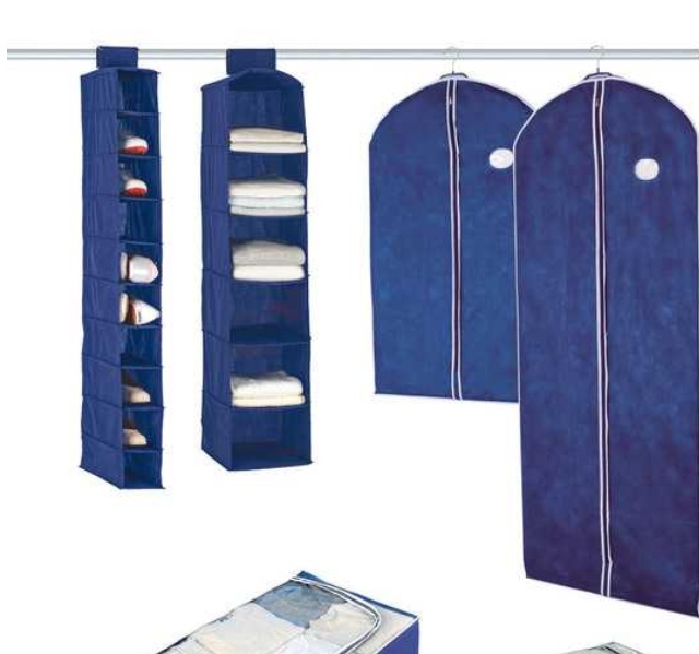 Hanging wardrobe, 6 compartments, AIR, 30 x 30 x 122 cm, Blue