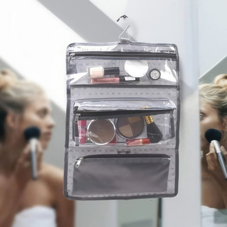 Hanging Toiletry Bag, super light, TRAVEL - SACCHETTO BEAUTY, 27 x H 39 cm, Grey