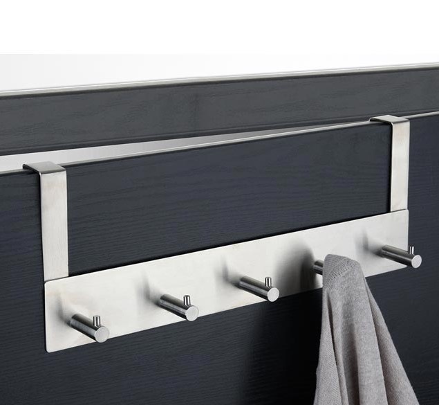 Hanger for Wardrobe door, ALBERT, 5 hooks, Stainless steel