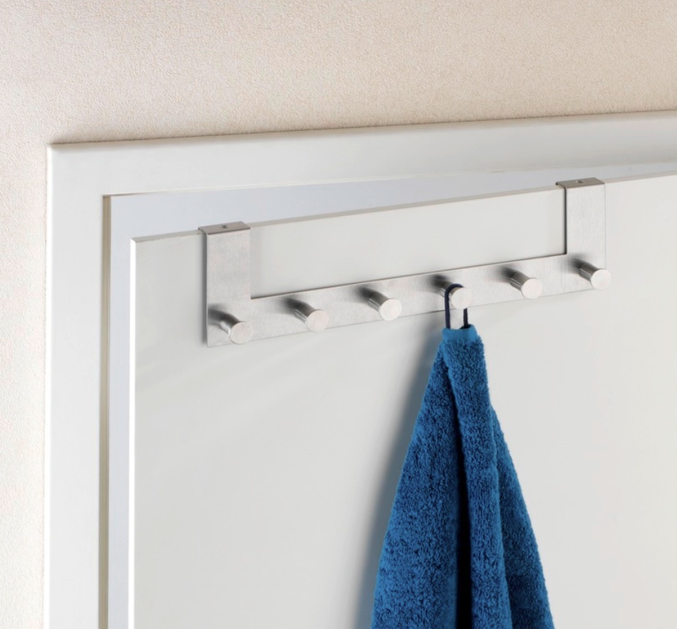 Hanger for door, CELANO, 2 cm, 6 hooks, Stainless steel