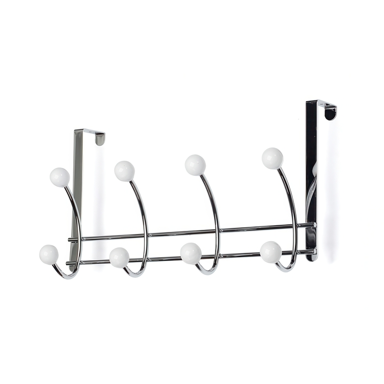 Hanger over the door, BONNY, 4 hooks, Silver / White
