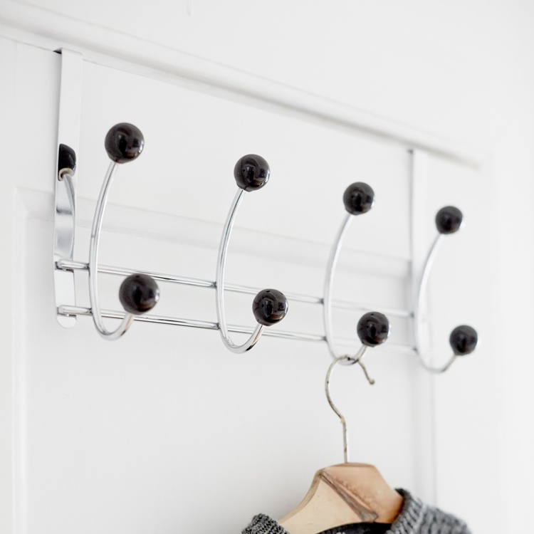 Hanger, over the door, BONNY, 4 krokar, Silver / Black
