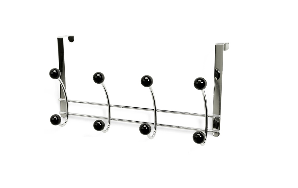 Hanger, over the door, BONNY, 4 krokar, Silver / Black