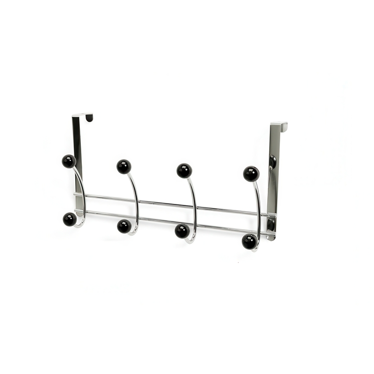 Hanger, over the door, BONNY, 4 krokar, Silver / Black