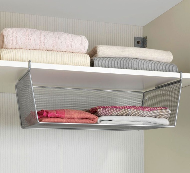 Under Shelf Storage Rack, Large, REGALEINHÄNGEKORB, 49 x 28 x H 18 cm, Silver-Grey