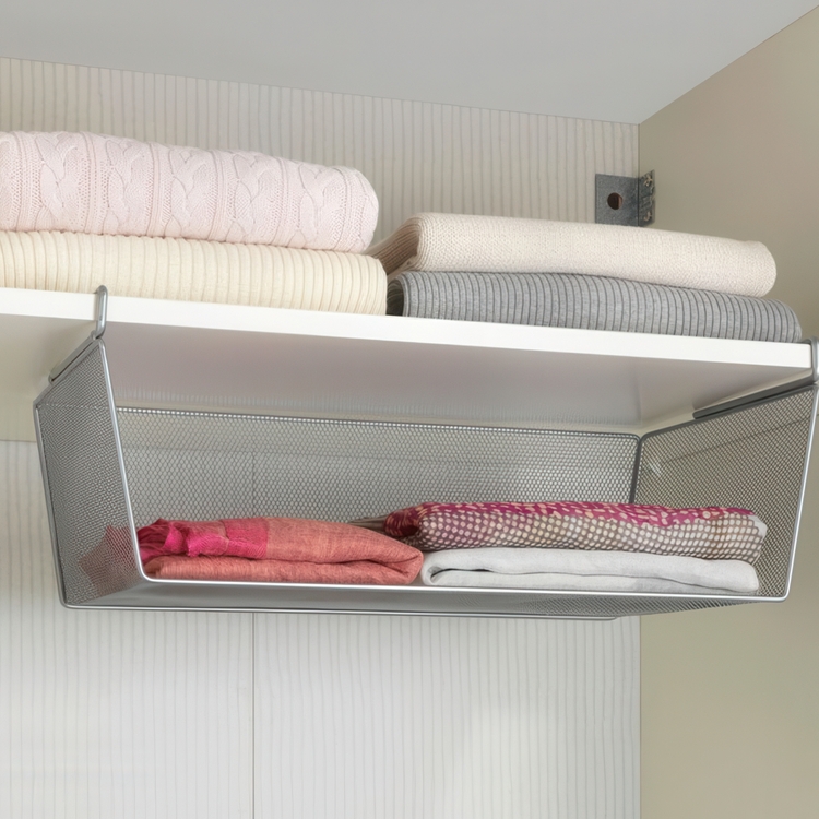 Under Shelf Storage Rack, Large, REGALEINHÄNGEKORB, 49 x 28 x H 18 cm, Silver-Grey