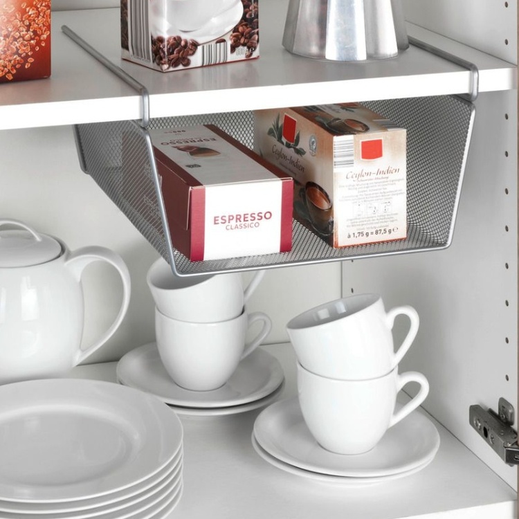 Under Shelf Storage Rack, REGALEINHÄNGEKORB, 27,5 x 28 x H 15 cm, Silver